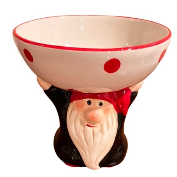 NWT- Christmas Gnome Polka Dot Candy /Serving Dish. - Picture 6 of 6